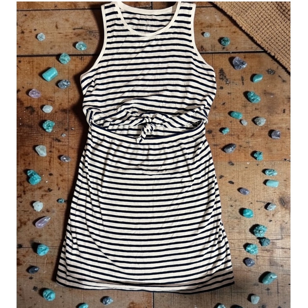Aerie - Striped Sleeveless Tie Front Cutout Mini Dress -‎ Size Small